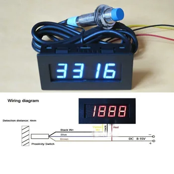 

Digital blue LED Punch Tachometer RPM Speed Panel Meter 5-9999RPM Tacho Gauge + Hall Proximity Switch Sensor 12V 8-15v