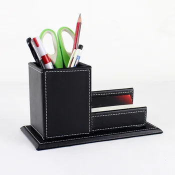 

Pu Leather Desk Accessories & Organizer Sets Storage Box Organizer Case Business Card Display Stand Pen Holders Office Supplies