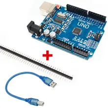 OcioDual UNO R3 ATmega328p CH340G совместимость с Arduino+ шпильки Прототипная Плата USB кабель A/B контакты+ кабель Spai