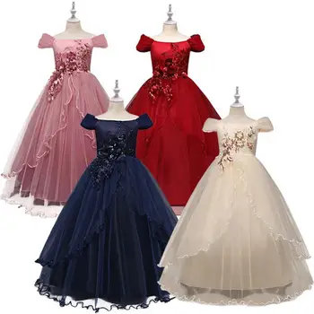 

Pageant Princess Flower Lace Girls Wedding Pageant Party Dresses Princess Formal Prom Gowns Size 2019 New Kid Girl