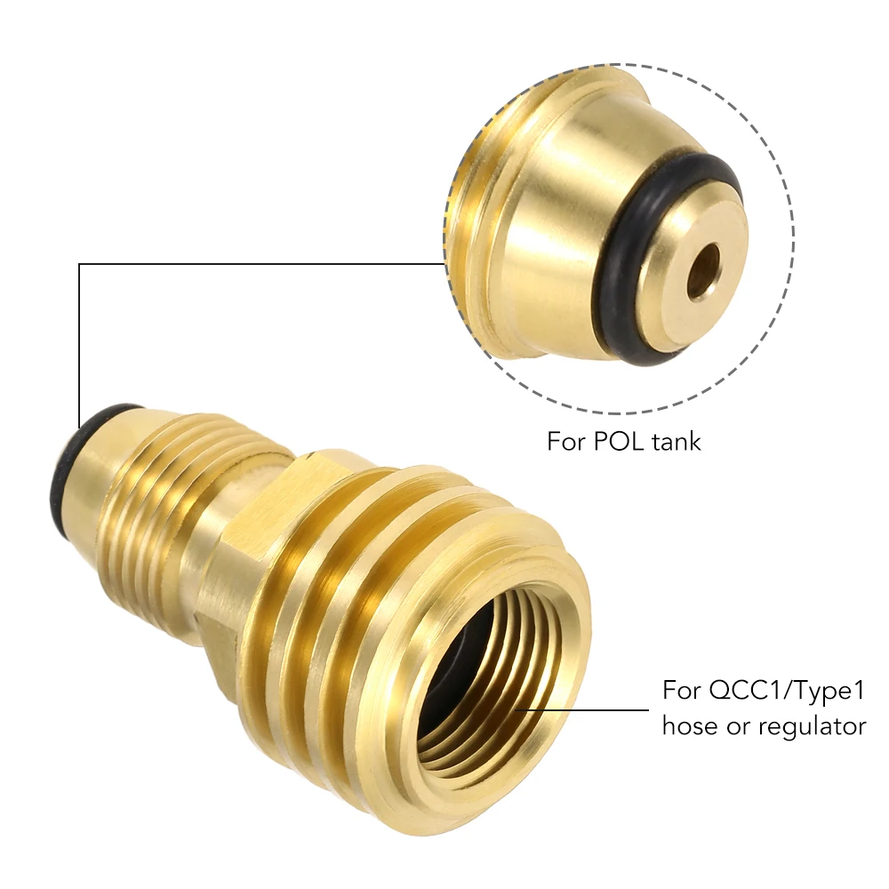 Camping propon Tank Adapter Твердый латунный регулятор клапана безопасности POL Tank конвертировать в QCC1/Type1 газовые аксессуары для печки