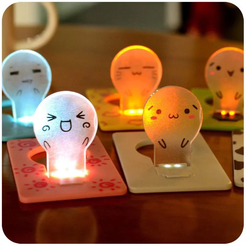 

Mini Wallet For Pocket Credit Card Size Portable LED Night Light Lamp Bulbs Cute Paper Card Decoration House Foldable