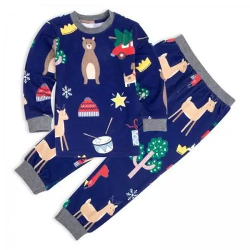 

Casual Family Christmas Pajamas Sets Women Man Kids Cartoon Deer Print Xmas Sleepwear Nightwear