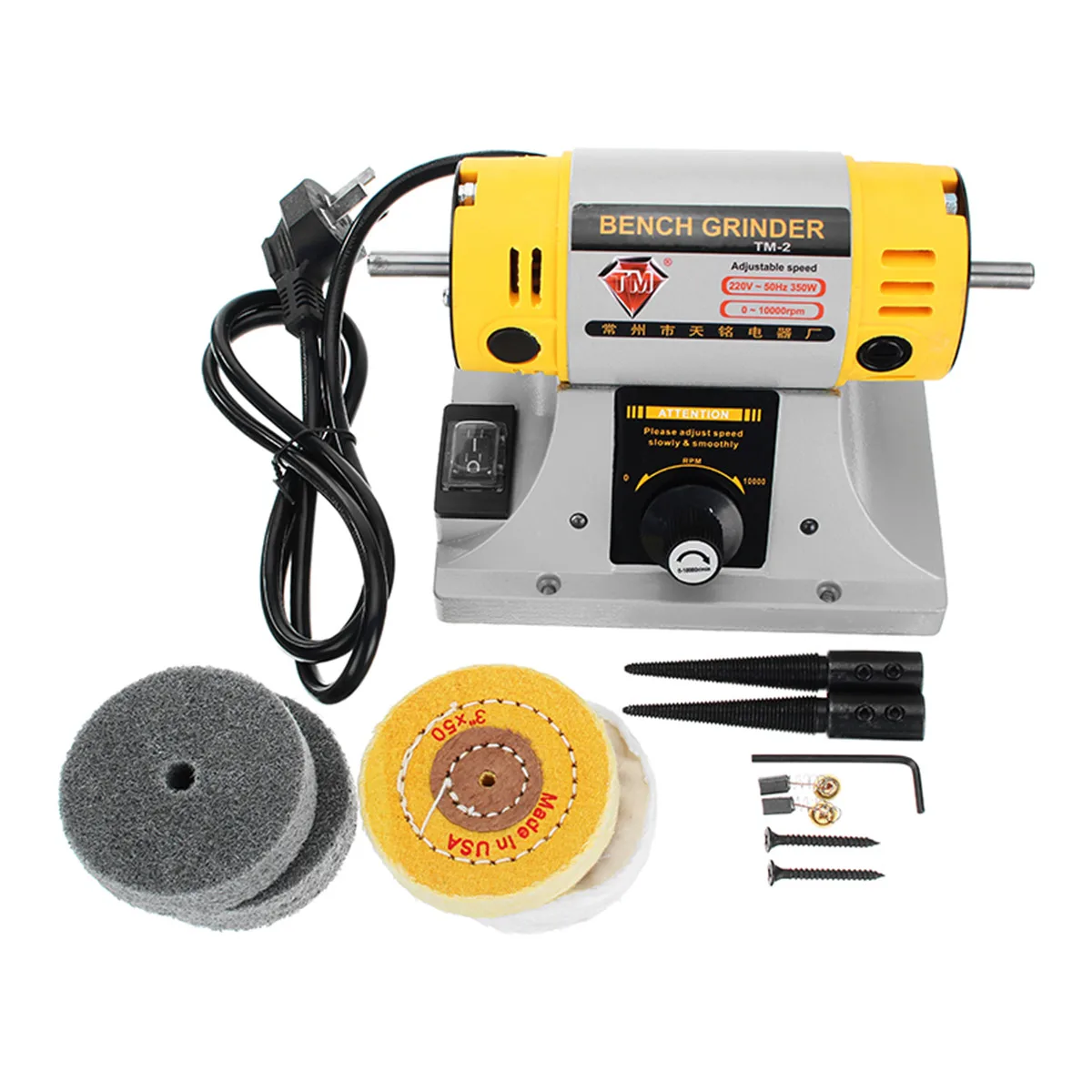 Best 220V 350W Polishing Machine for Jewelry Dental Bench Lathe Machine Motor Grinder With Accessories