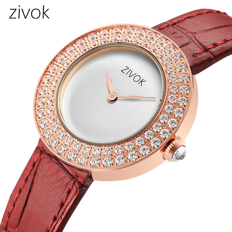 

Luxury Women Watches with Genuine Leather Strap zivok Ultra Thin Diamond Lover Quartz Watch Women Zegarek Damski Reloj Mujer