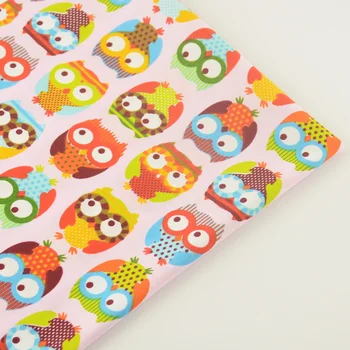 

100% Pink Cotton Twill Fabrics Quilting Patchwork Colorful Owls Designs Sewing Cloth Home Textile Telas Scrapbooking CM Tissue