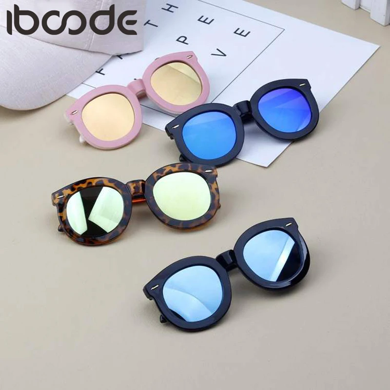 Iboode детские солнцезащитные очки широкая сторона Детские солнечные очки, цветные детские очки для мальчиков большая в круглой оправе с заклепками для девочек Оттенки Óculos UV400