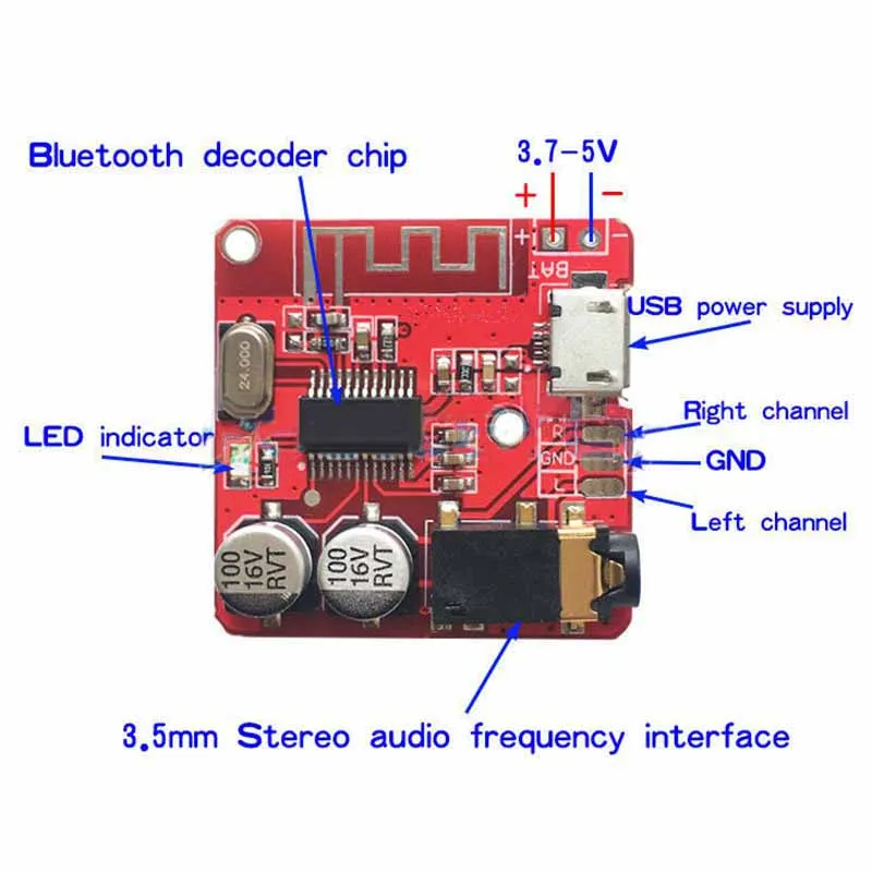 Bluetooth приемник аудио MP3 декодер без потерь модуль усилителя 3,7 V-5 V