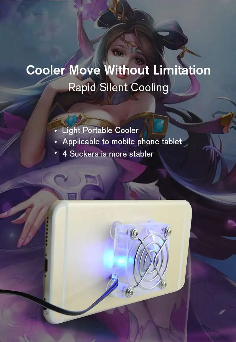 

5/8cm Mobile Phone Cooler Fan Holder Cooling Pad Gamepad Game Shooter Mute Radiator Controller Heat Sink Universal Portable