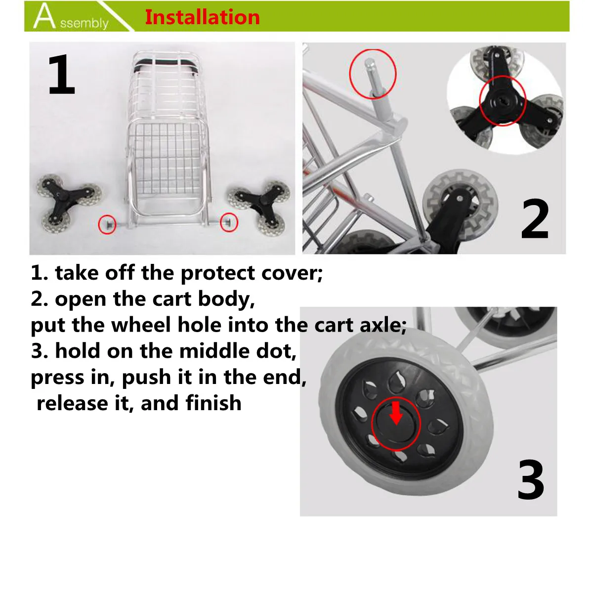  2 Wheel Kitchen Trolley Aluminum Folding Portable Shopping Market Grocery Basket Cart Trolley Quali