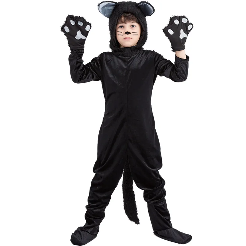 

Purim Kids Boy Animal Costume Cute Child Black Cat Cosplay Halloween Carnival Fancy Dress