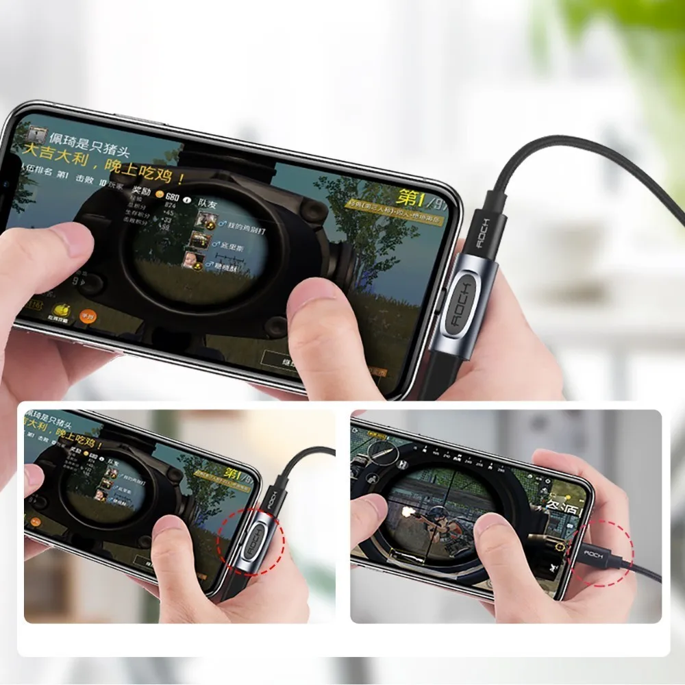Rock OTG телефонный адаптер для IPhone Lightning до 3 5 мм сплиттер 2в1 наушники разъем iPhone X Xr Xs