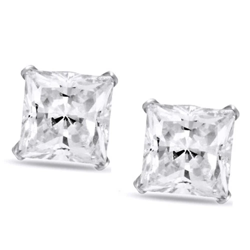 14k Solid White Gold 2.00 ct D/VVS1 Princess Brilliant Cut Stud Earrings #With Free | Украшения и аксессуары