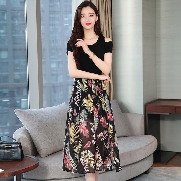 

Women's Short Sleeve O-neck Dresses Vintage Elegant Floral Print A-Line Dress Vestidos Verano 2019 Beach Sundress