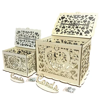 

Mr&Mrs DIY Wooden Wedding Card Box With Lock Rustic Wedding Decoration Mr Mrs Wedding Favor Gifts Birthday Party Supplies