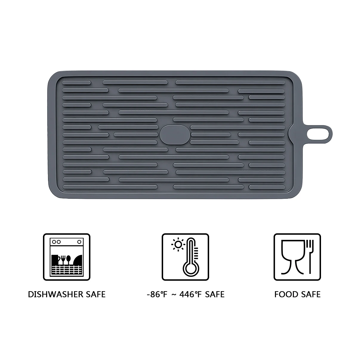 

47.5X20.5CM Food Grade Silicone Dish Drying Mat Easy Clean Heat Resistant Roll-Up Kitchen Dish Drainer Mat