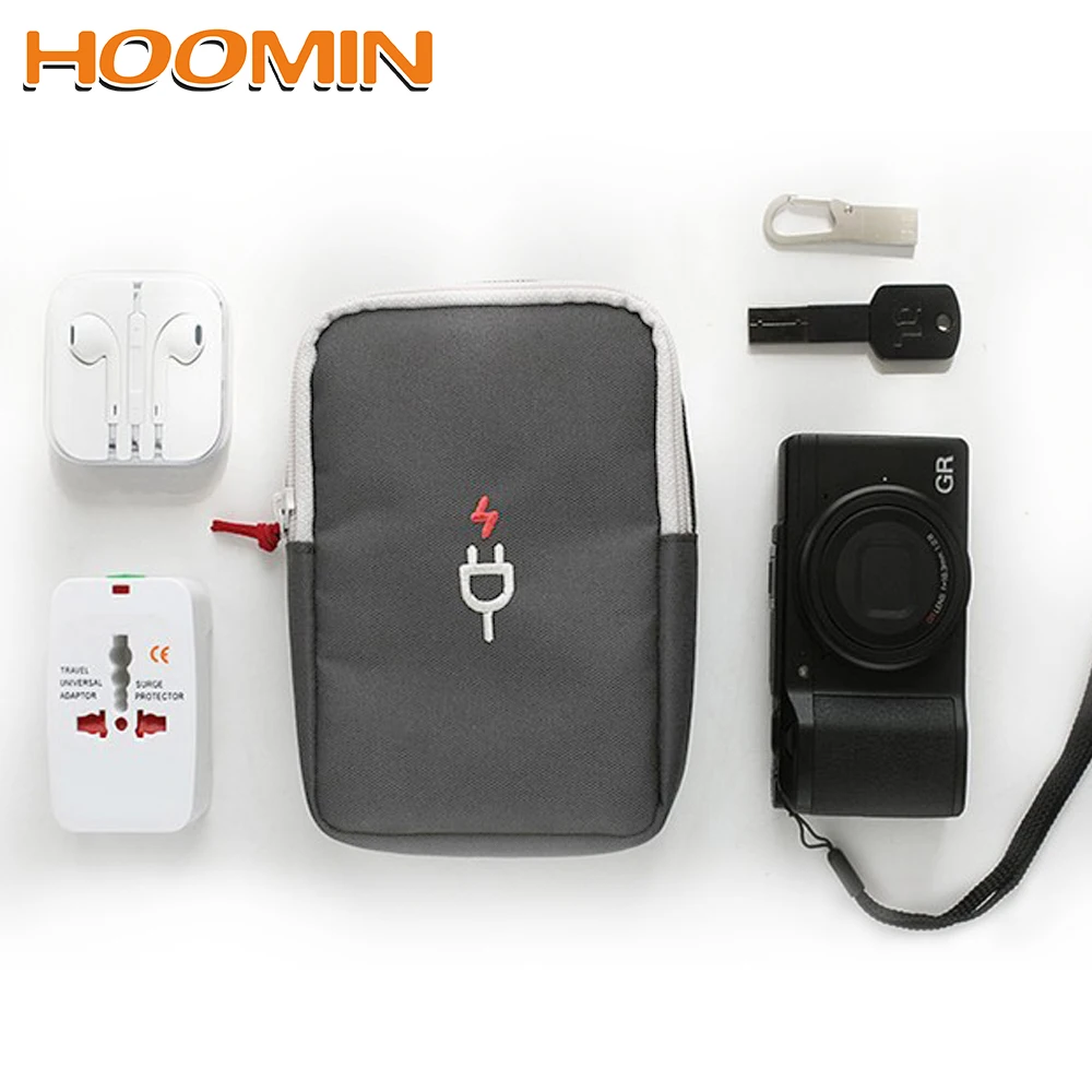 

HOOMIN Travel Cable Bag Portable Power Bank Pouch Zipper Charger Wires Storage Bag Digital USB Cable Gadget Organizer