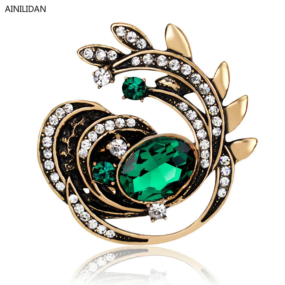 

AINILIDAN Fashion Jewelry Glass Zircon Brooch Collar Pins Vintage Rhinestone Corsage Women Accessories Bridal Brooches