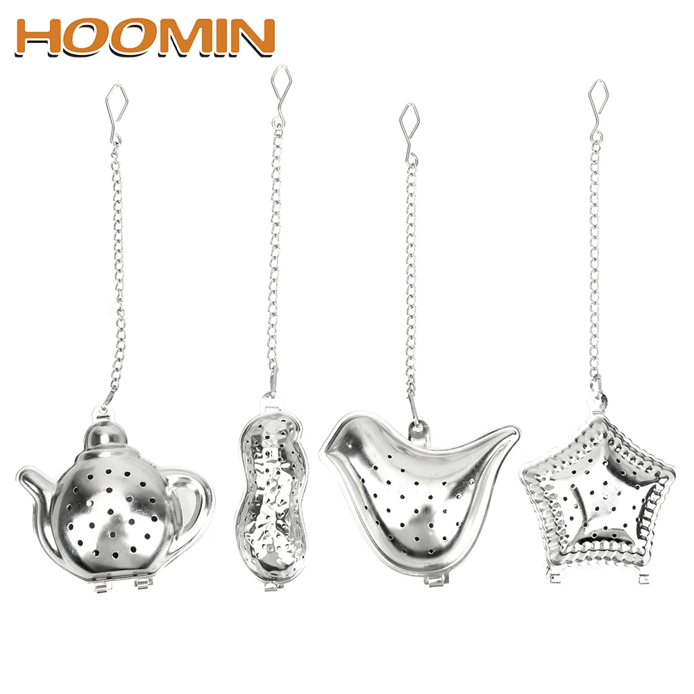 

HOOMIN Reusable Peanut / Bird / Teapot / Shell Stainless Steel Teapot Tea Infuser Filter Metal Tea Bag Tea Strainer Ball