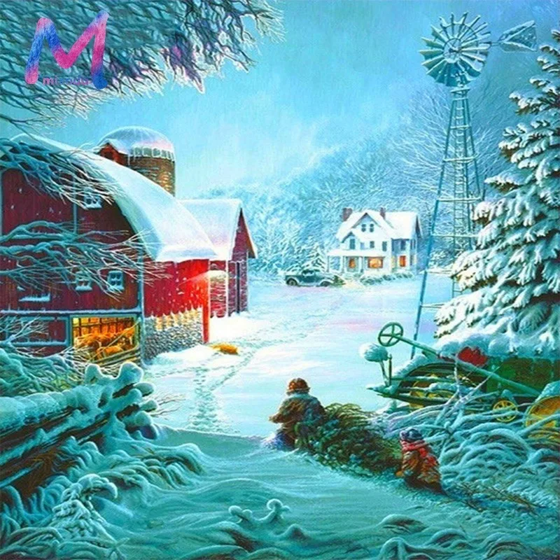 

MIAODU Diamond Embroidery Landscape Full Square Diamond Painting Winter Full Drill Square DIY Picture Of Rhinestone Decor Home