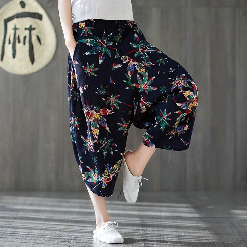 

Wide Leg Harem Pants Women Colorful Printed hiphop Bloomers big size Indian Nepal Boho Baggy Fluid Drop Cross Trousers pantalon