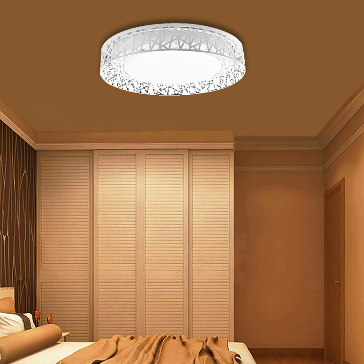 

24W Dimmable LED Adjustable Round Chandelier Lamp Home Living Room Hall Kitchen Decoration Lighting 40cm White