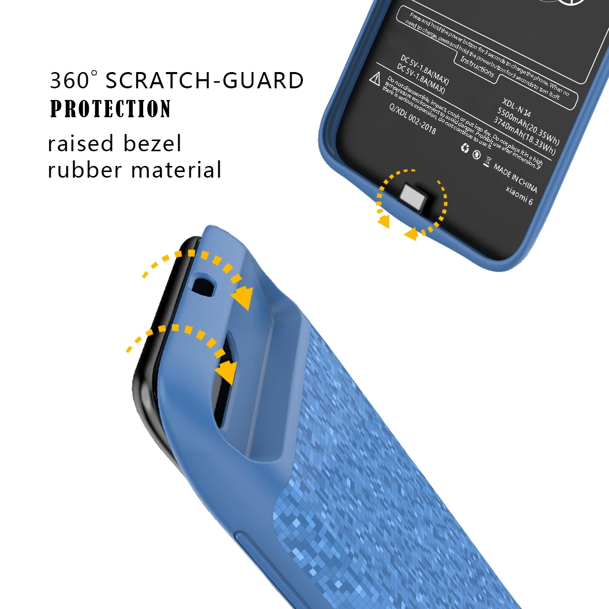CASEWIN зарядное устройство чехол для Xiaomi Mi 6 Чехол 5500 мАч Внешний аккумулятор