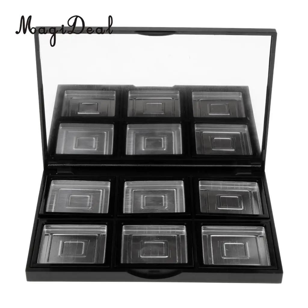 

6 Grids Cosmetic Empty Palette with Pans Box Eyeshadow Powder Blusher Lipstick Makeup Case Highlighters Container Mirror Inside