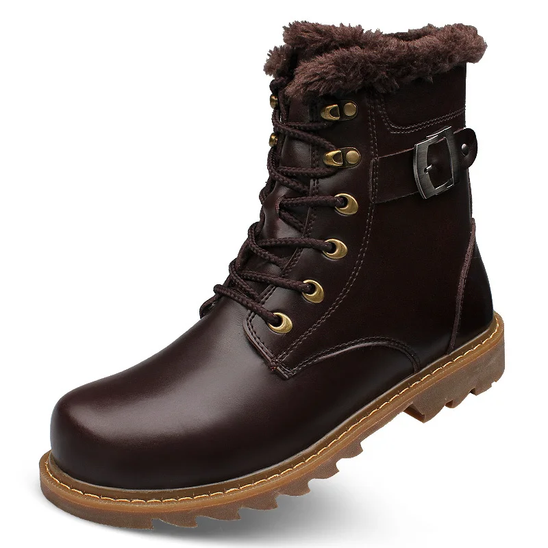 

Winter Men Military Boots Tactical Desert Combat New Boats Army Work Shoes Leather Snow Boots Warm Plush bota masculina Julx3