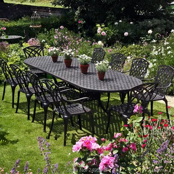 

11-piece cast aluminum patio furniture garden furniture Outdoor furniture garden sets all-weather anti-rust in bronze color