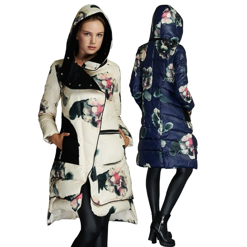 

2019 Winter women's fashion down jackets damen long thick Innovate design Winter loose down coat feminine 80999