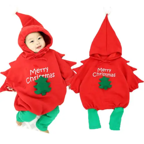 

XMAS Hot Cute Infant Newborn Unisex Baby Girls Boy Christmas Tree Print Hooded Rompers Leg Warmers Outfits