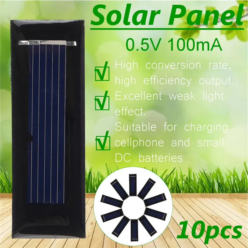 

10Pcs/Set 0.5V 100mA Mini Small Power Solar Panels Materials Cells LED Light Solar Panel Battery Charger Kids DIY Electric Toy