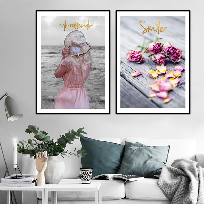 

pvc wallpaper stickers painting Nordic pink girl rose flower wall decoration self-adhesion for living room bedroom FA838