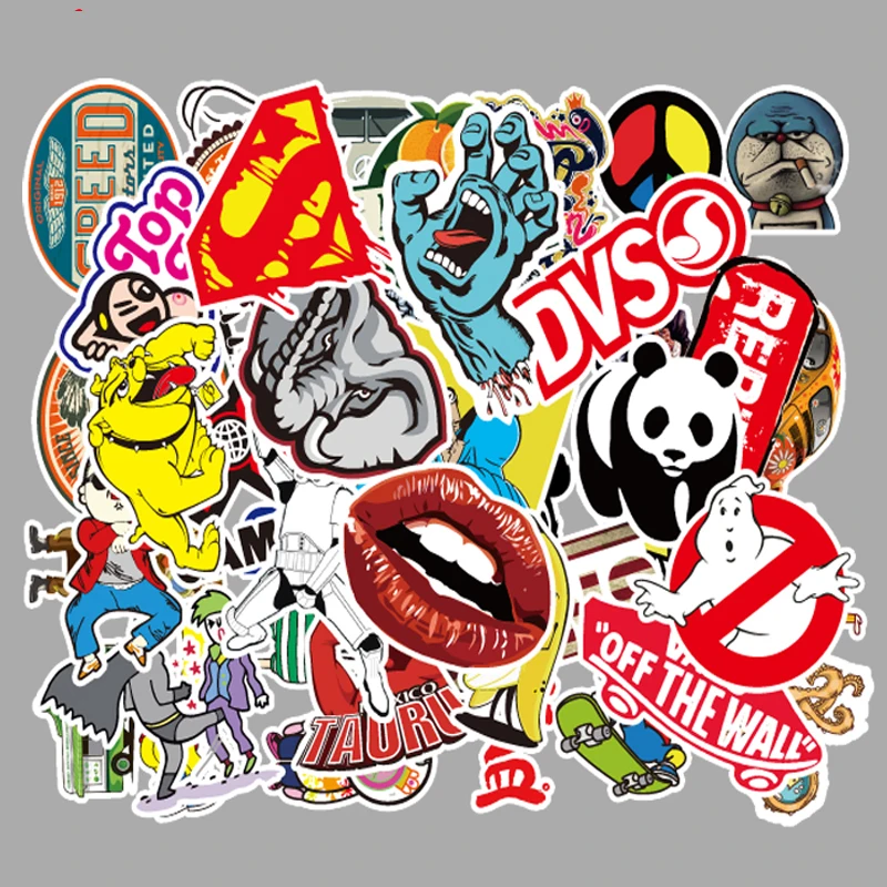 50 pcs 8 styles vinyl stickers for laptop pegatina portatil 15.6 skateboard skins for MacBook Air Pro Refrigerator sticker J57