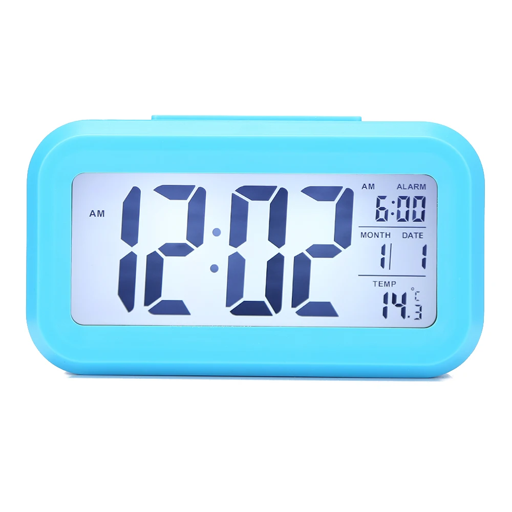 Цифровой ЖК-дисплей будильник с подсветкой Датчик батареи ночной Офис Настольные часы студенческий большой ЖК-дисплей Повтор часы