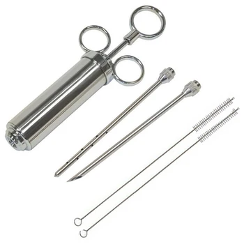 

JEYL Grill 2-oz Marinade Seasoning Injector Turkey Meat Injectors Stainless Steel Cooking Syringe Injection With 2 Needles