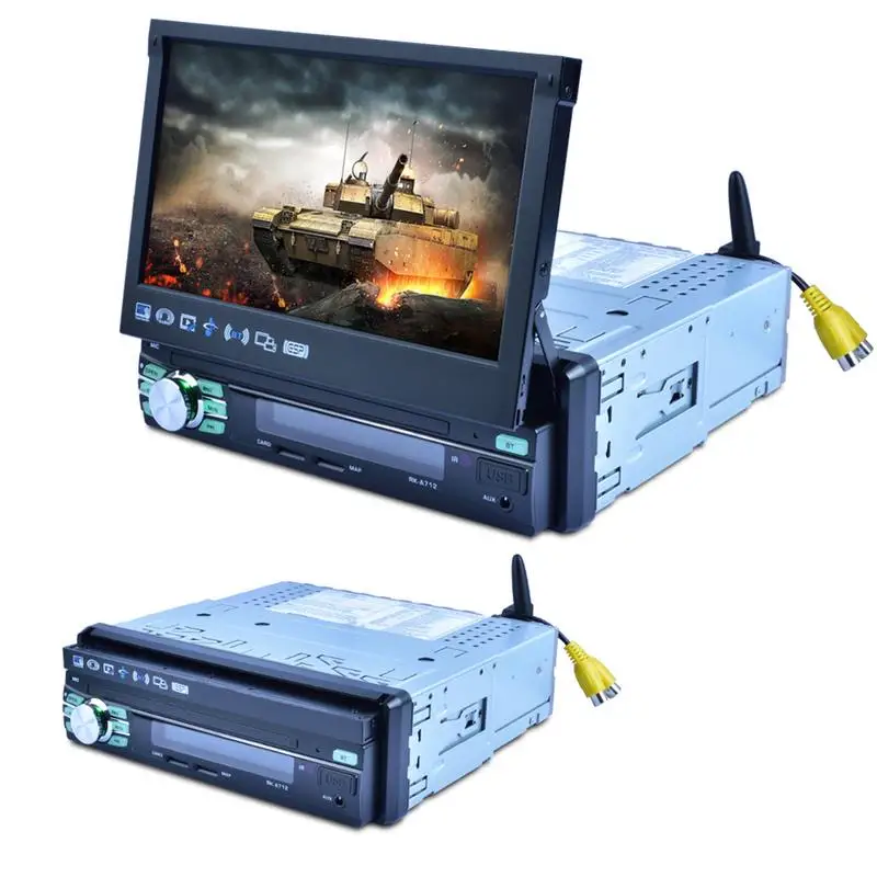 Sale 1 Din Car Radio Android 7 Inch Car DVD Player Stereo Telescopic Screen Car MP5 Quad-core System GPS Navigation WIFI Player 3
