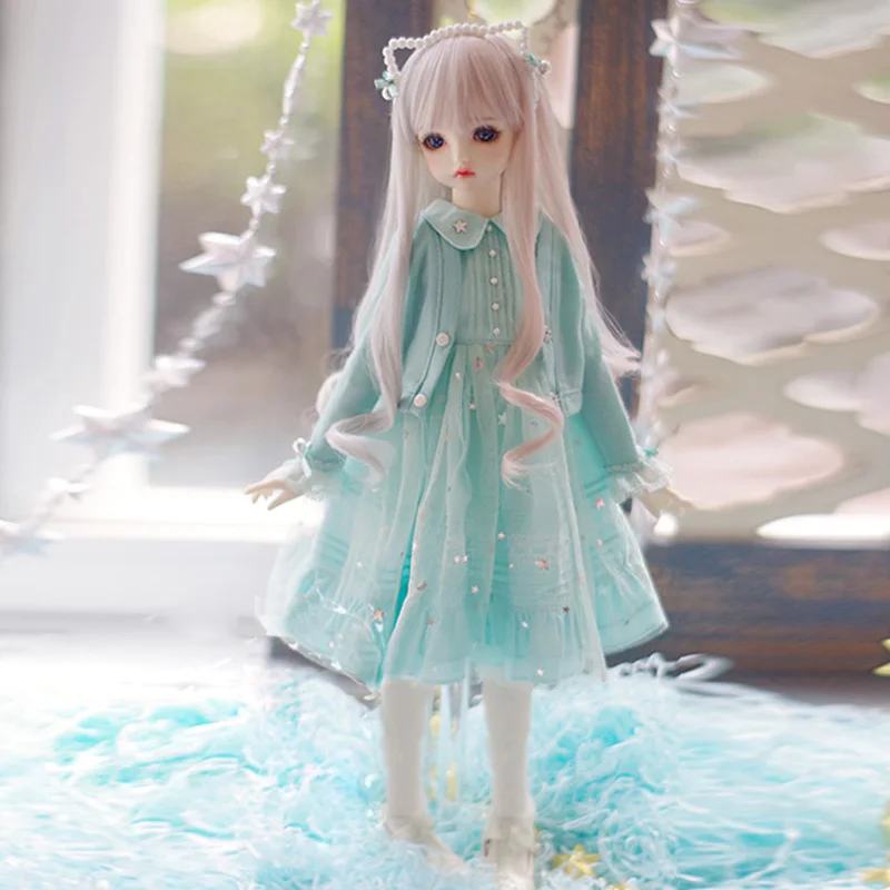 

Princess Knit Coat Dress Hair Hoop 3pcs For BJD 1/4 1/6 MSD YOSD Doll Clothes