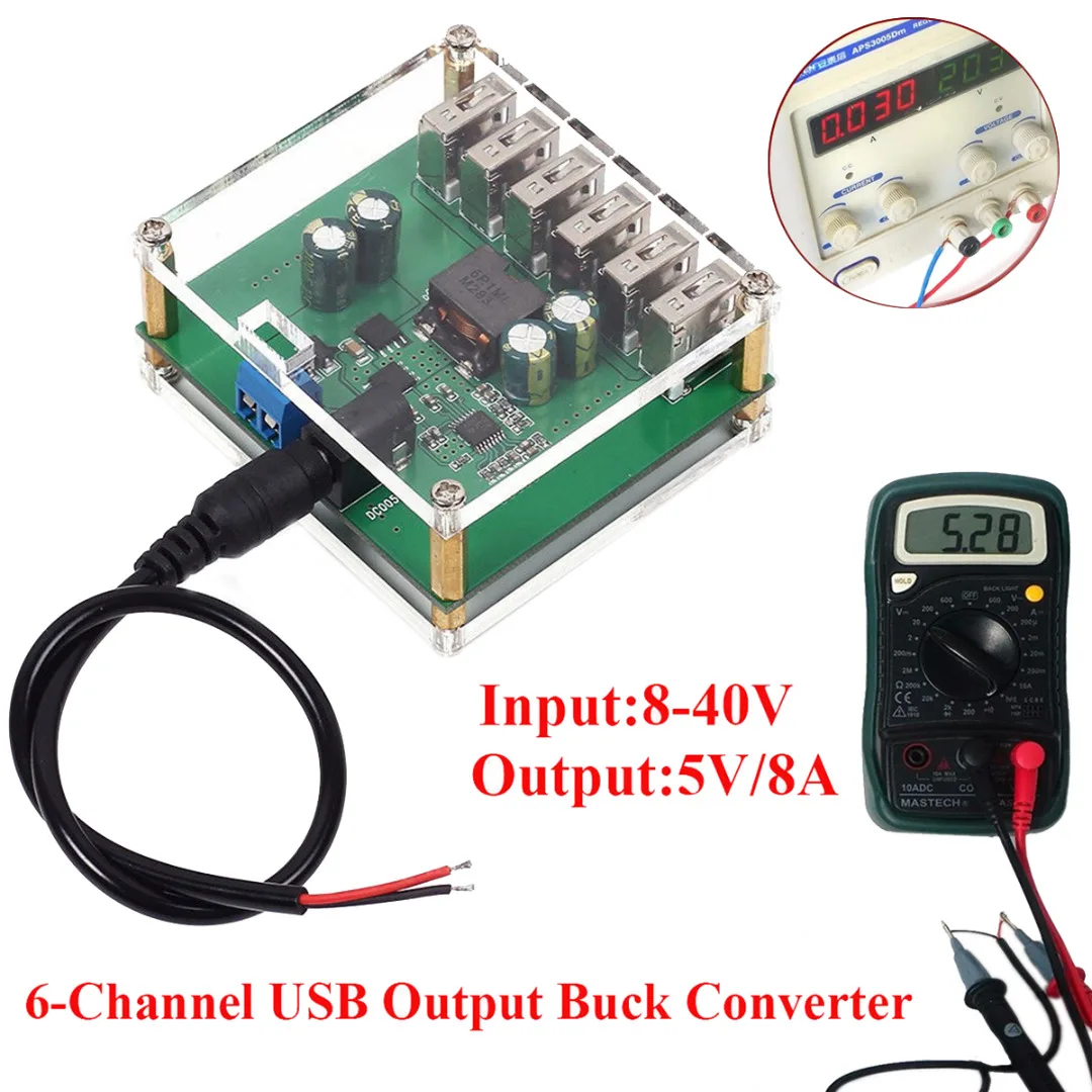 

5V Step Down Converter Power Supply Step Down Module 6-Channel USB Output Buck Converter for Smart Home
