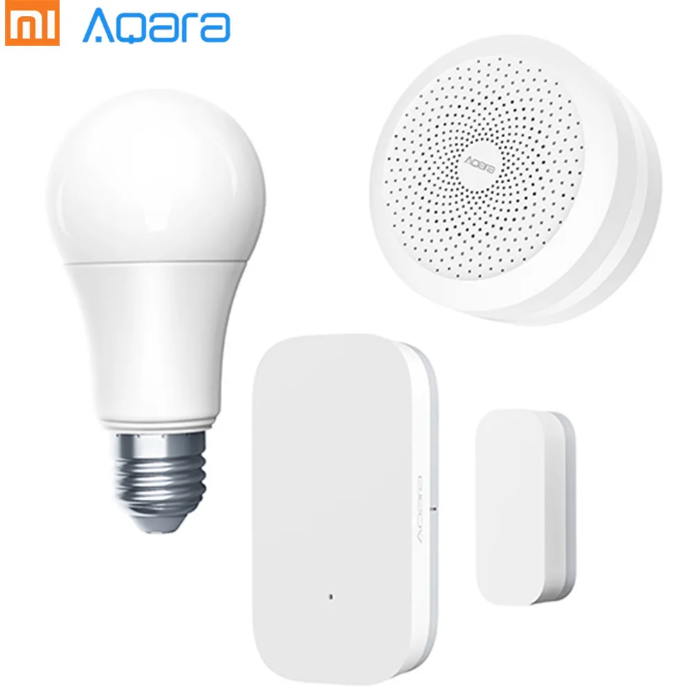 

Original Xiaomi Aqara Smart Light Set Gateway + Bulb + Door Window Sensors E27 Smart Home Kit Support App and Voice Control