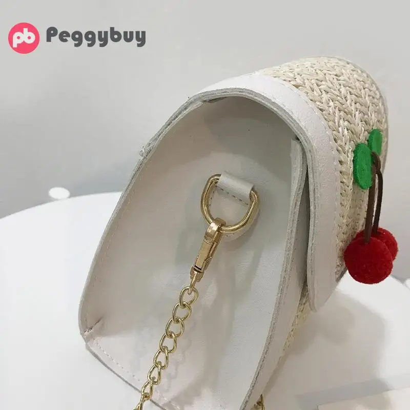 Соломенная Сумка ручной работы винтажная плетеная из ротанга на плечо вишневая