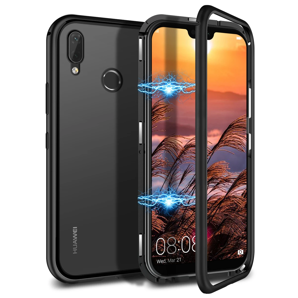 

2 in 1 Case For Huawei p20 Lite Cover Hard Transparent Back Magnetic Protective Shockproof Cover For Huawei Mate10 Pro Case