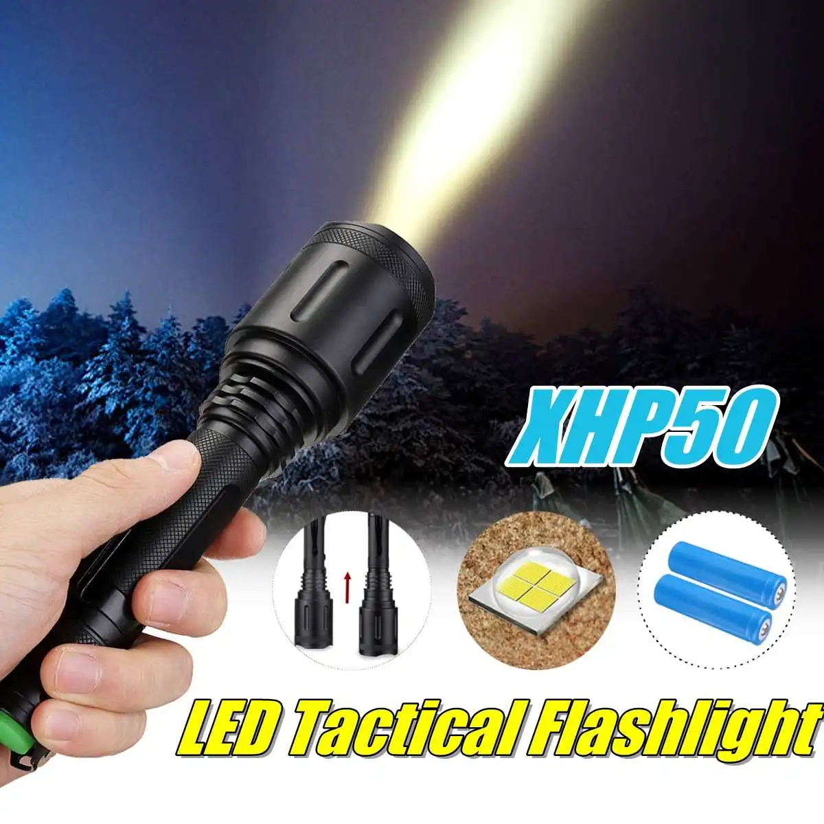 

XHP50 LED Tactical Flashlight 4000lm XHP50 LED Flashlight linterna Zoom IPX6 Fishing Torch Flash Light 18650 Rechargeable