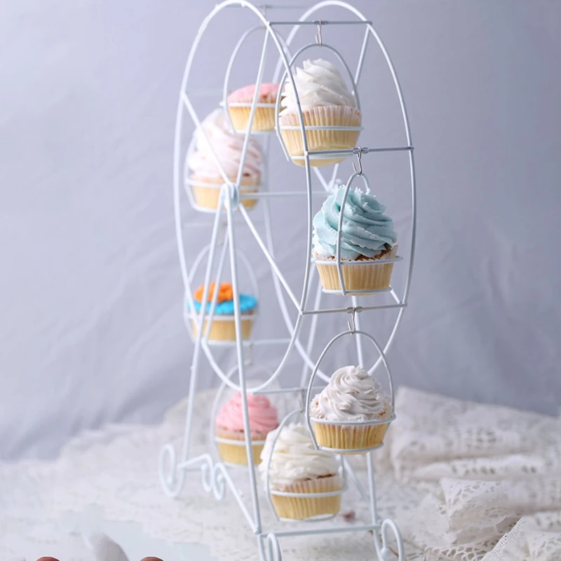

Party Rotatable Pastry Cupcake Holder 8 Cups Supplies Cake Stand Ferris Wheel Kitchen Home