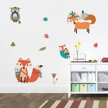 

Hot Nice Induian Fox Flower Purple Star Cartoon Vinyl Sticker Wall Stickers PVC Poster Kids Gift Girls Boys Room Home Decor