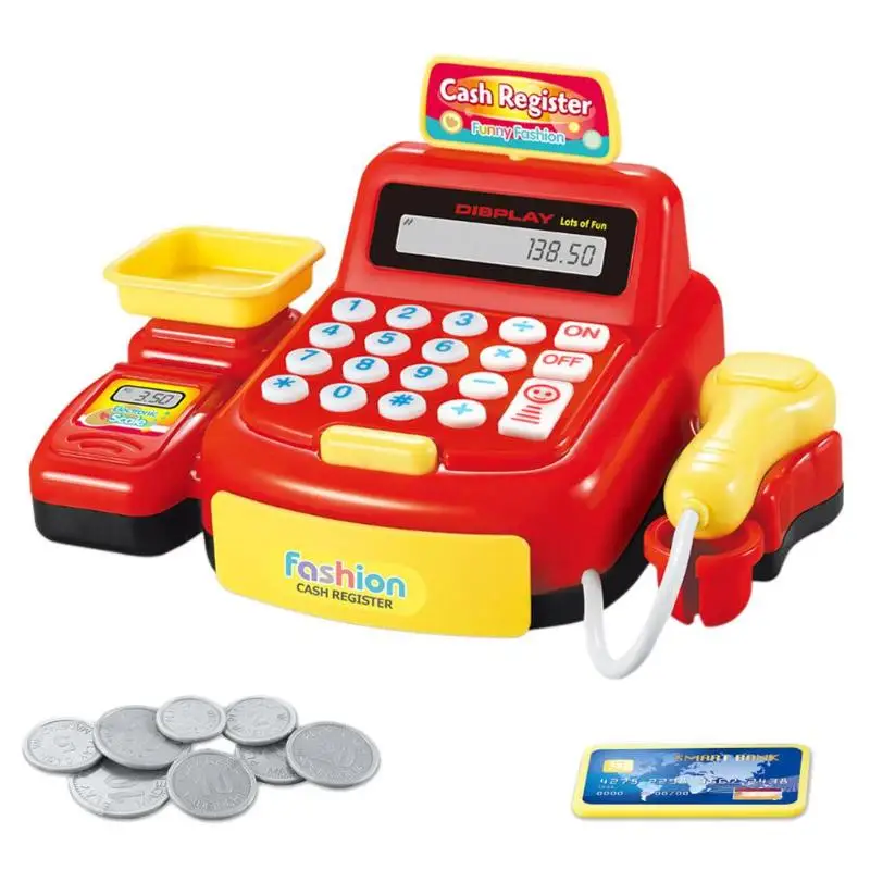 

Simulated Supermarket Checkout Counter Role Cashier Cash Register Toy Learning Educational Pretend Play House Set For Kids Gifts