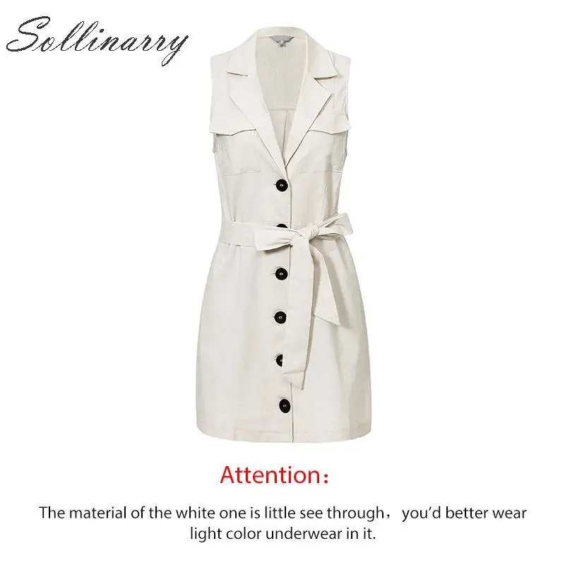 Sollinarry/однотонное короткое платье блейзер из хлопка и льна Vestidos повседневные