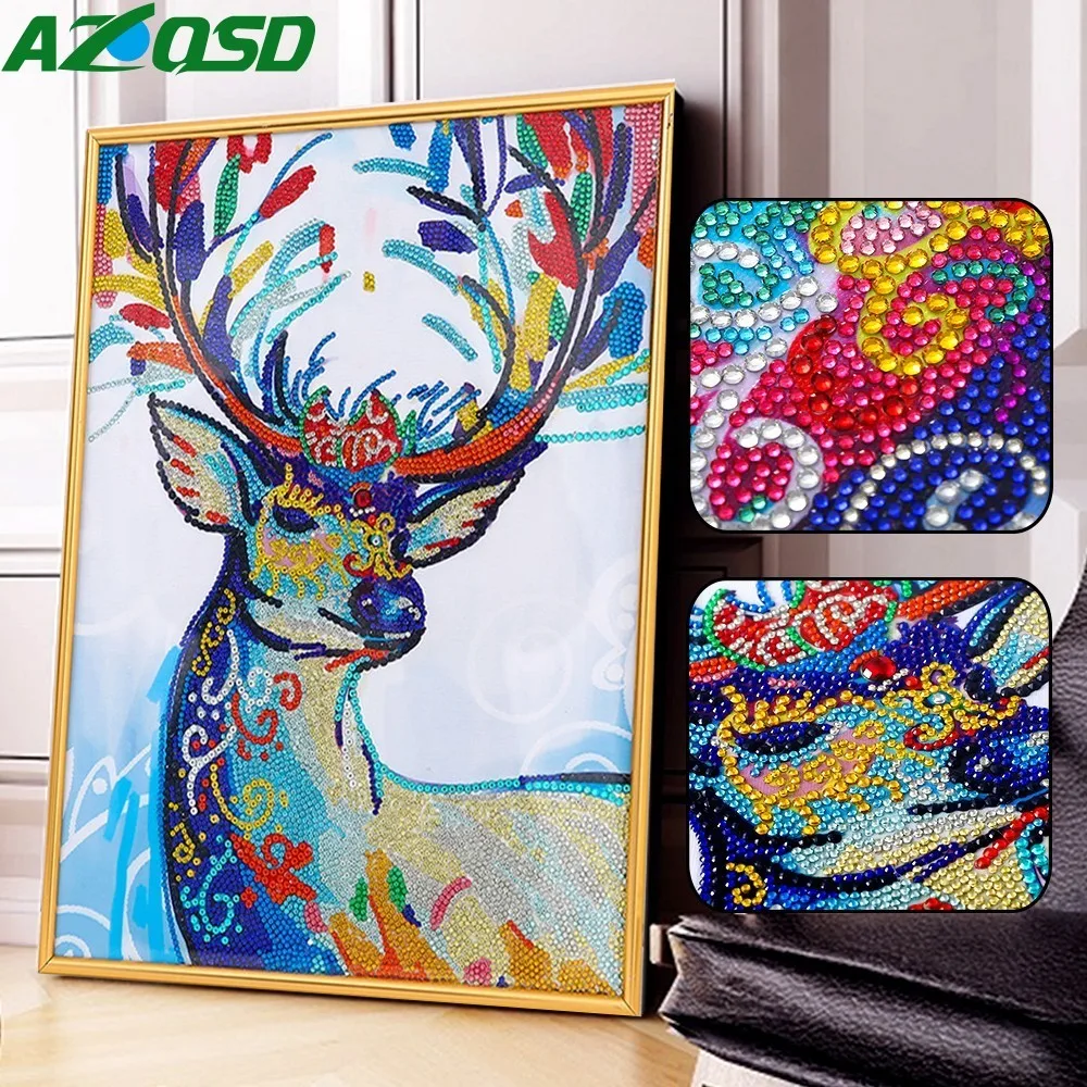 

AZQSD Special Shaped Diamond Painting Deer Picture Of Rhinestones Diamond Embroidery Animals 5D DIY Decoration Home 40x50cm