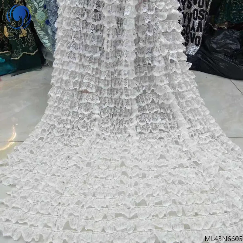 

Beautifical nigerian lace fabric 2019 high quality laces dress french tulle laces fabrics for women 5yards/lot ML43N66